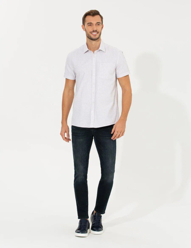 پیراهن مردانه استین کوتاه مارک دار