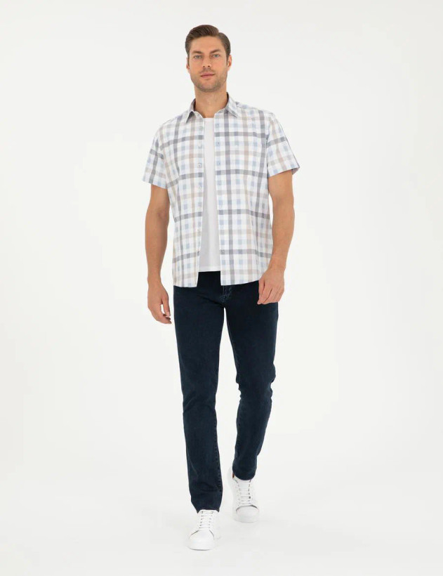 پیراهن مردانه استین کوتاه چهار خانه