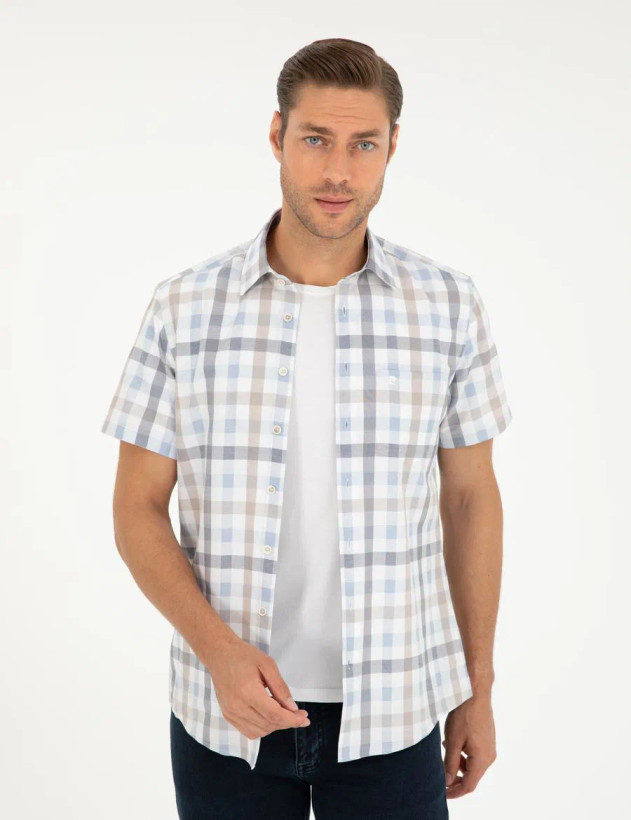 پیراهن مردانه استین کوتاه مارک دار