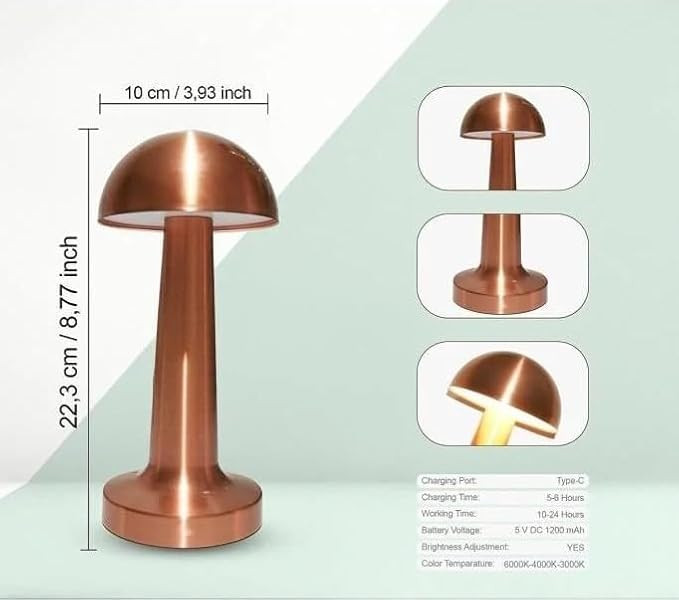 چراغ رومیزی قابل شارژ با آباژور تزئینی