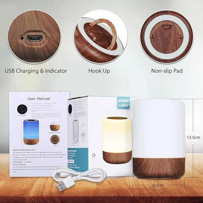 چراغ شب LED Görvitor، قابل تنظیم تاچ،