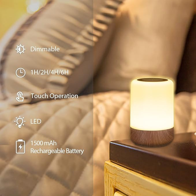 چراغ شب LED Görvitor، قابل تنظیم تاچ،