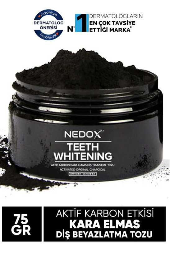 پودر سفید کننده دندان با کربن اکتیو دیاموند سیاه NEDOX 75 گرم