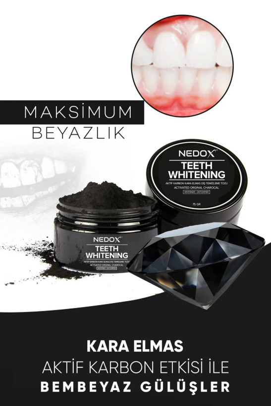پودر سفید کننده دندان با کربن اکتیو دیاموند سیاه NEDOX 75 گرم