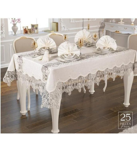 ست رومیزی 25 تکه آنا کارینا کرم ایزابل