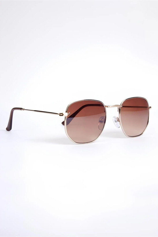 عینک آفتابی یونیسکس طلایی قهوه ای MACERATI Beşgenclass