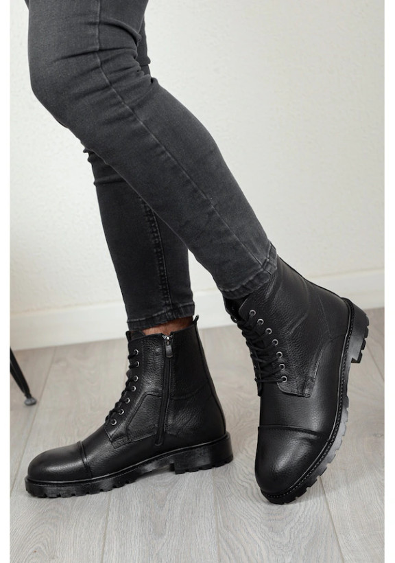 " چکمه مردانه زمستانی چرم اصل