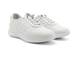 کفش کتانی زنانه Post R با زیره بنددار و گوه ای سفید چرم اصل