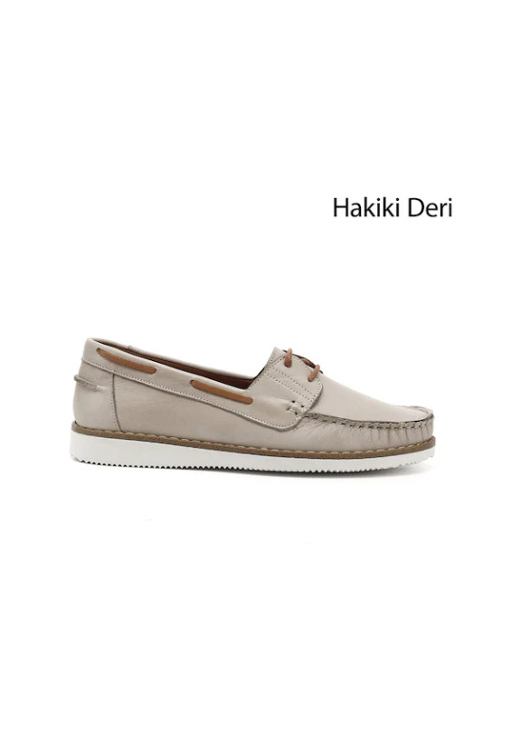 کفش راحتی چرم اصل Post R مدل بنددار بژ مردانه