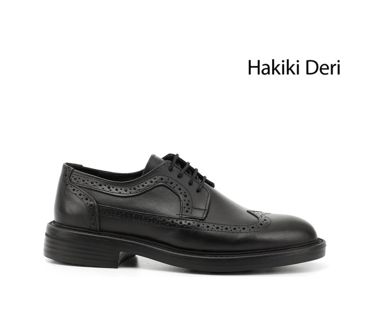 کفش کلاسیک چرم اصل مردانه Post R مشکی بنددار