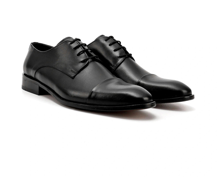 کفش کلاسیک مردانه Post R با زیره چرمی بنددار مشکی،