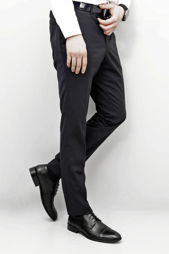 کفش کلاسیک مردانه Post R با زیره چرمی بنددار مشکی،