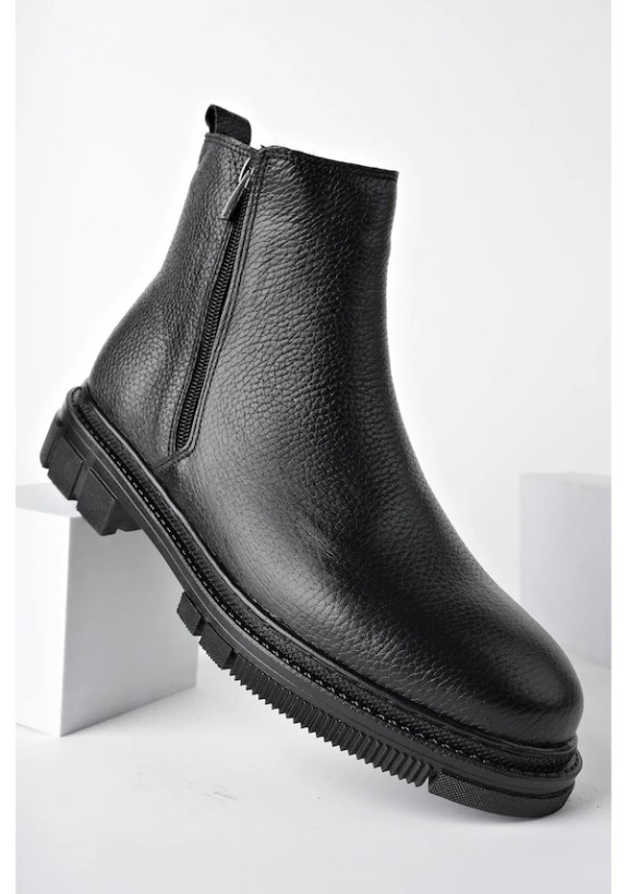 چکمههای زمستانی مردانه تضمینی Muggo Chelsea چرم اصل دو زیپ 001