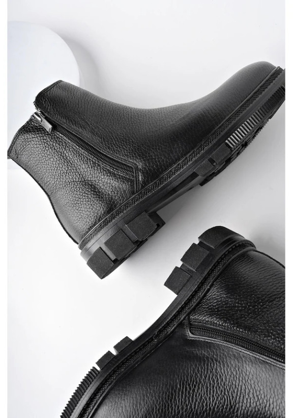 چکمههای زمستانی مردانه تضمینی Muggo Chelsea چرم اصل دو زیپ 001