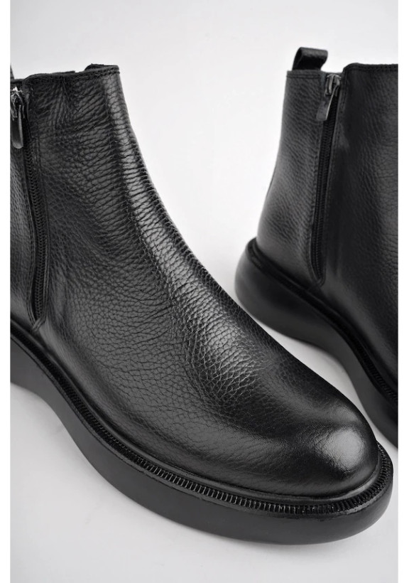 چکمه چلسی زمستانی مردانه تضمینی Muggo Brandon چرم اصل دو زیپ 001