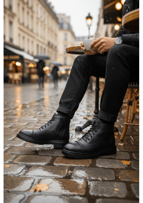 چکمههای زمستانی مردانهی زیپدار با آستر خز