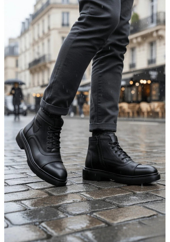 چکمههای زمستانی مردانهی زیپدار با آستر خز