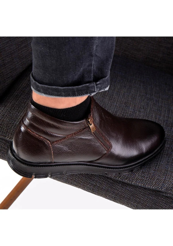 چکمههای خزدار مردانه Moyna با زیره لاستیکی چرم اصل