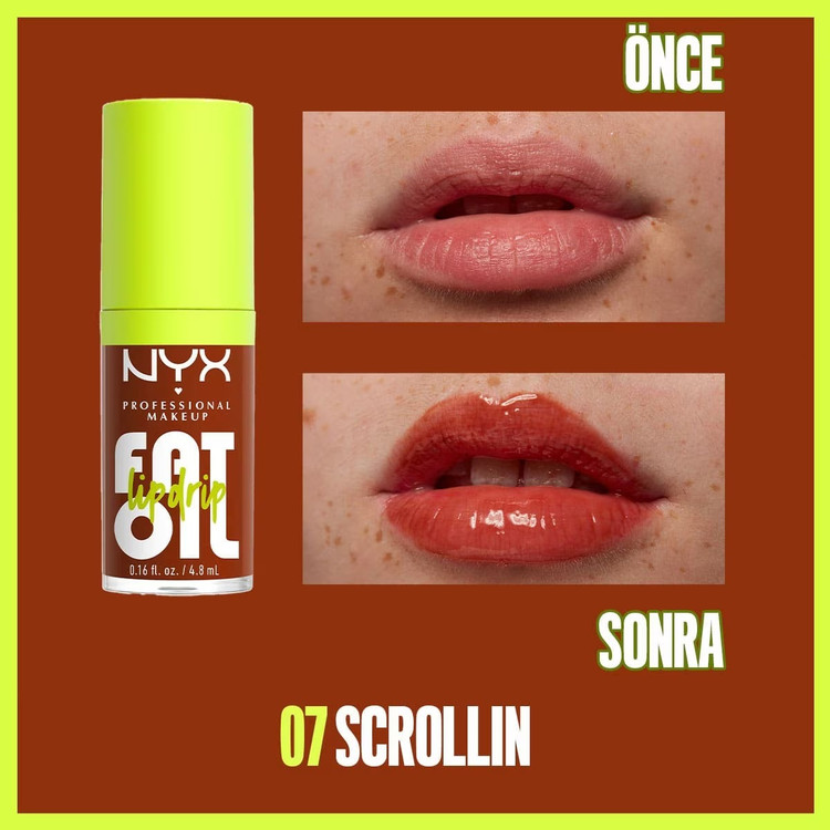 روغن لب براق نیکس پروفشنال میکاپ مدل Fat Oil Lip Drip شماره Scrollin