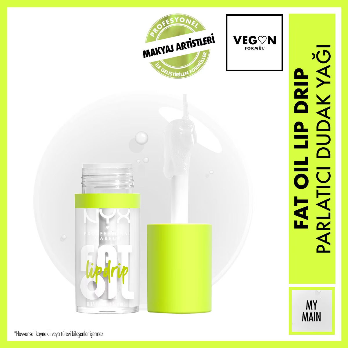 نیکس پروفشنال میکاپ روغن لب چکنده Fat Oil Lip Drip Parlatıcı Dudak Yağı My Main
