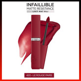 لورآل پاریس رژ لب مایع مات Infaillible Matte Resist شماره 420 Le Rouge Paris