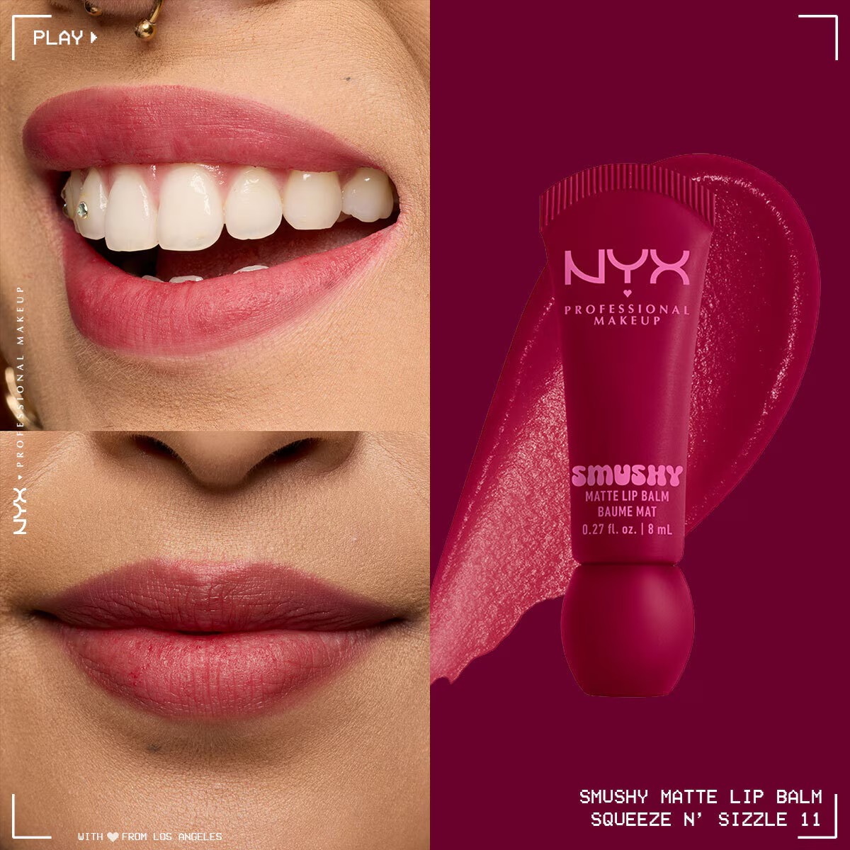 بالم لب مات نرم Nyx Professional Makeup Smushy شماره 11 Squeeze N' Sizzle