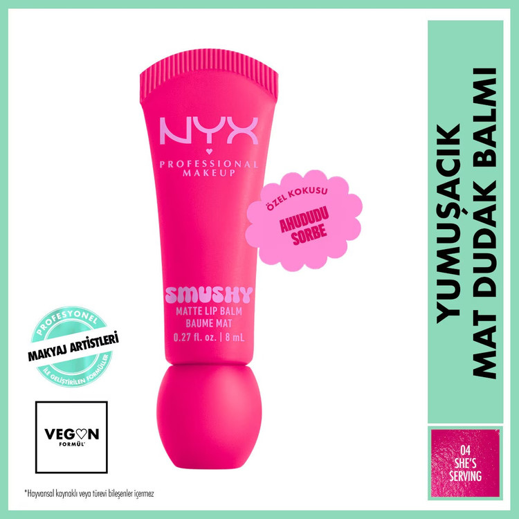 بالم لب مات نرم Nyx Professional Makeup Smushy شماره 04 She's Serving