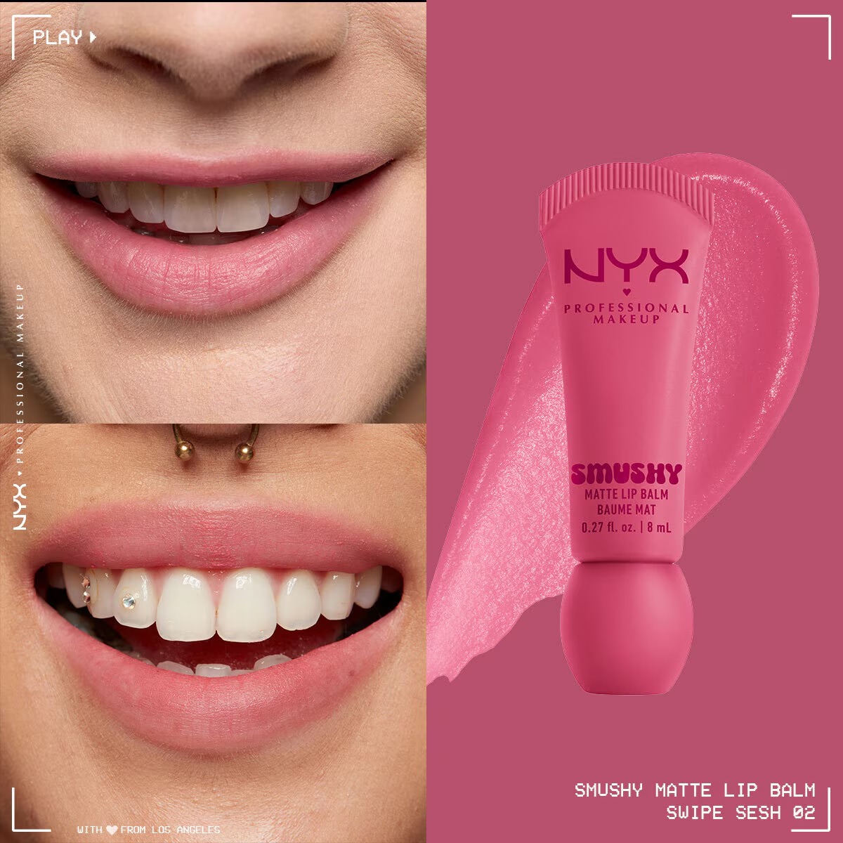 بالم لب مات نرم Nyx Professional Makeup Smushy شماره 02 Swipe Sesh
