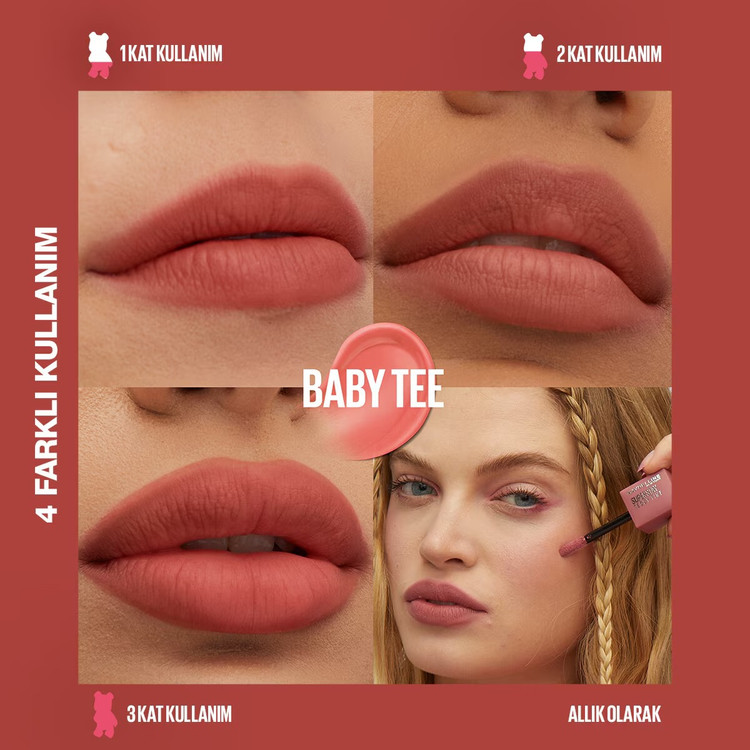 تینت مایع مات و بادوام Maybelline New York Super Stay Teddy Tint شماره 25 Baby Tee