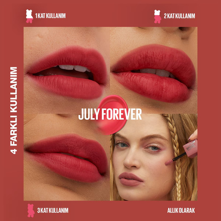 تینت مایع مات و بادوام Maybelline New York Super Stay Teddy Tint شماره 35 July Forever