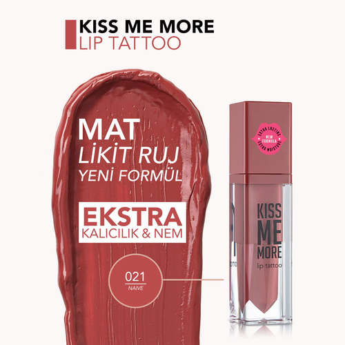 رژ لب مایع مات مرطوبکننده Flormar Kiss Me More رنگ هلو تیره مایل به بنفش