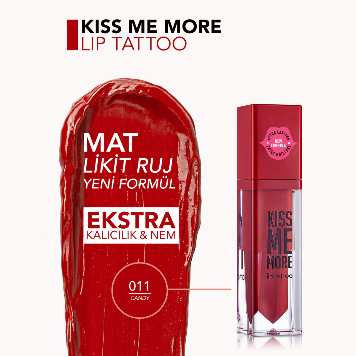 رژ لب مایع مات مرطوب‌کننده Flormar Kiss Me More رنگ قرمز غنی